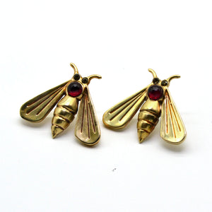 Orecchini ape in bronzo con granato e zirconi bianchi
